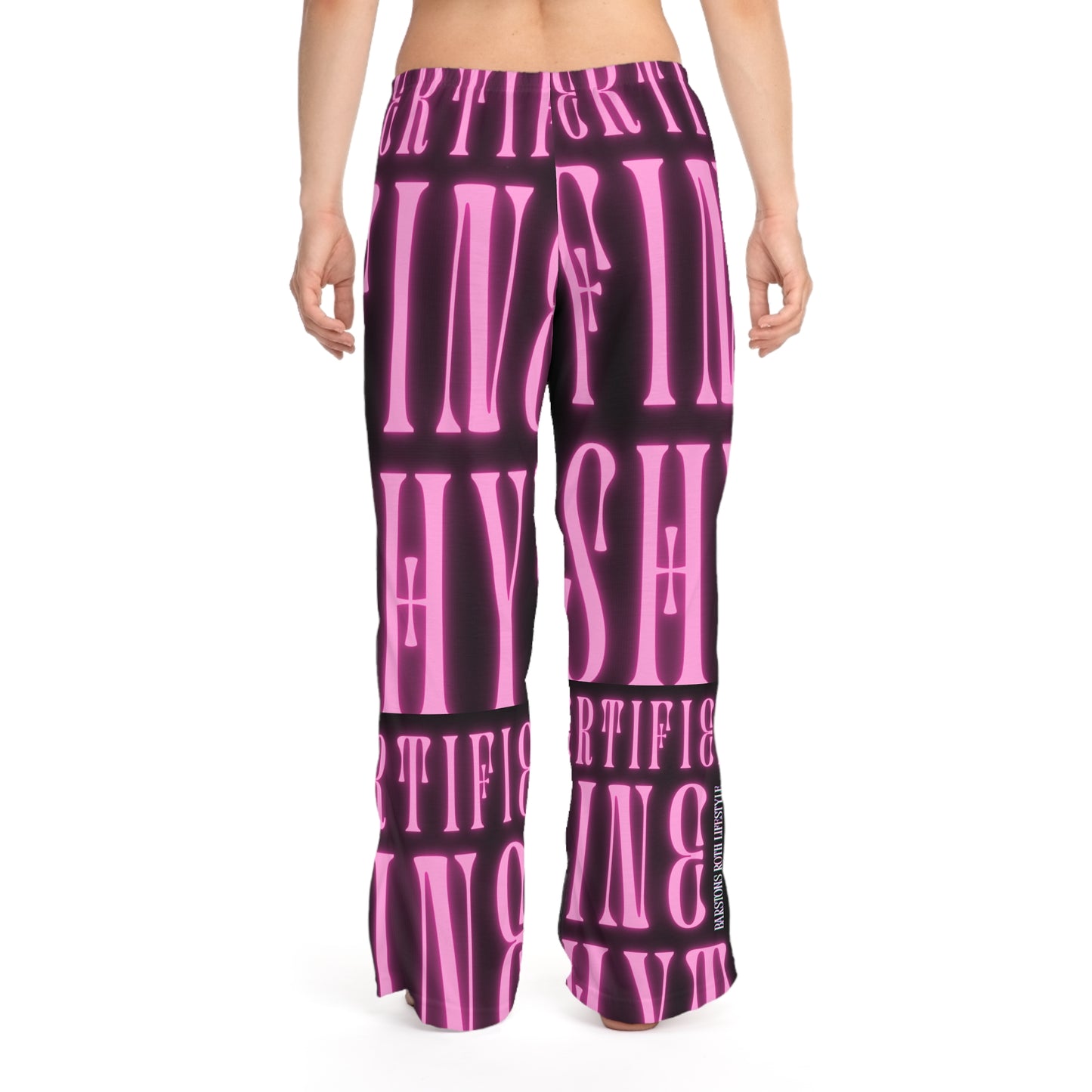 Trendy Women's Pajama Pants with Bold Pink Graphic