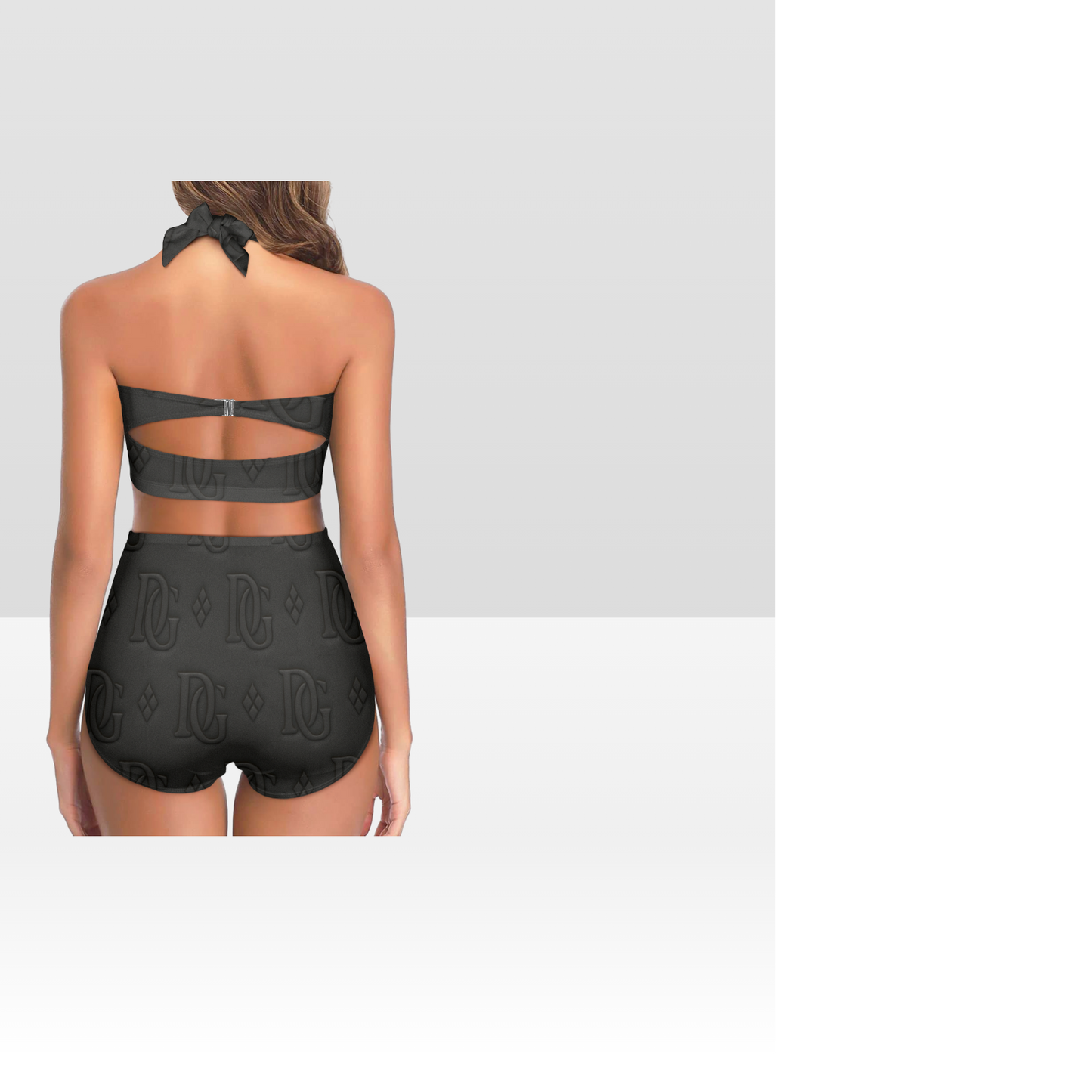 Del'Gabon Noir Monogram Halter Bikini Set