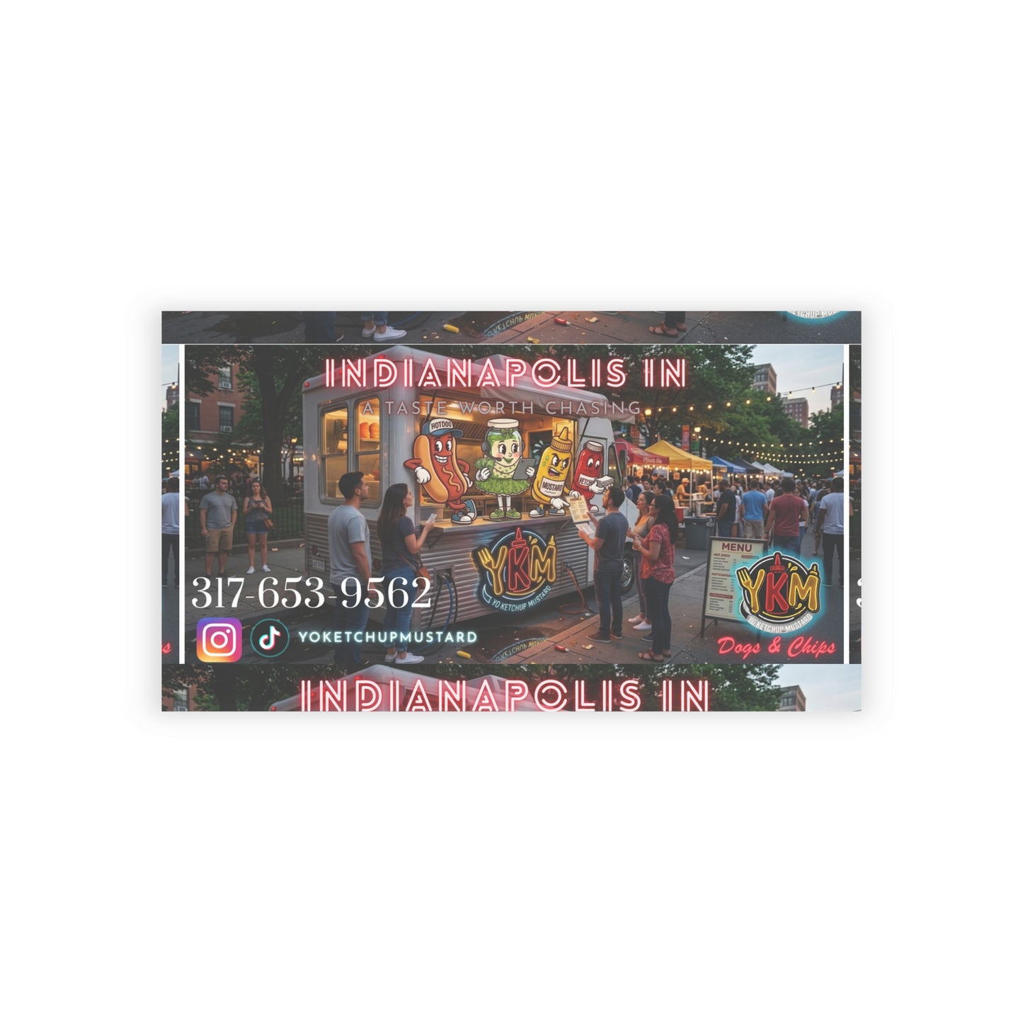Indianapolis Food Truck Business Cards — Colorful Street Vendor Promo Cards with Contact & Socials