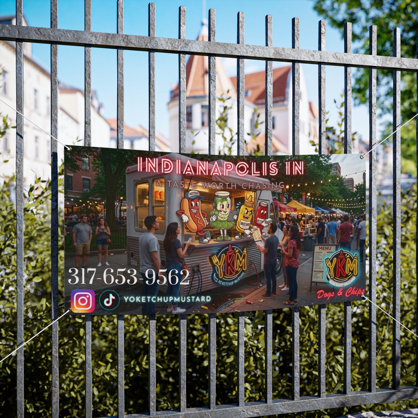 Vinyl Banner — yo ketchup mustard Festival Banner (Indianapolis) with Logo, Contact & Social Handles