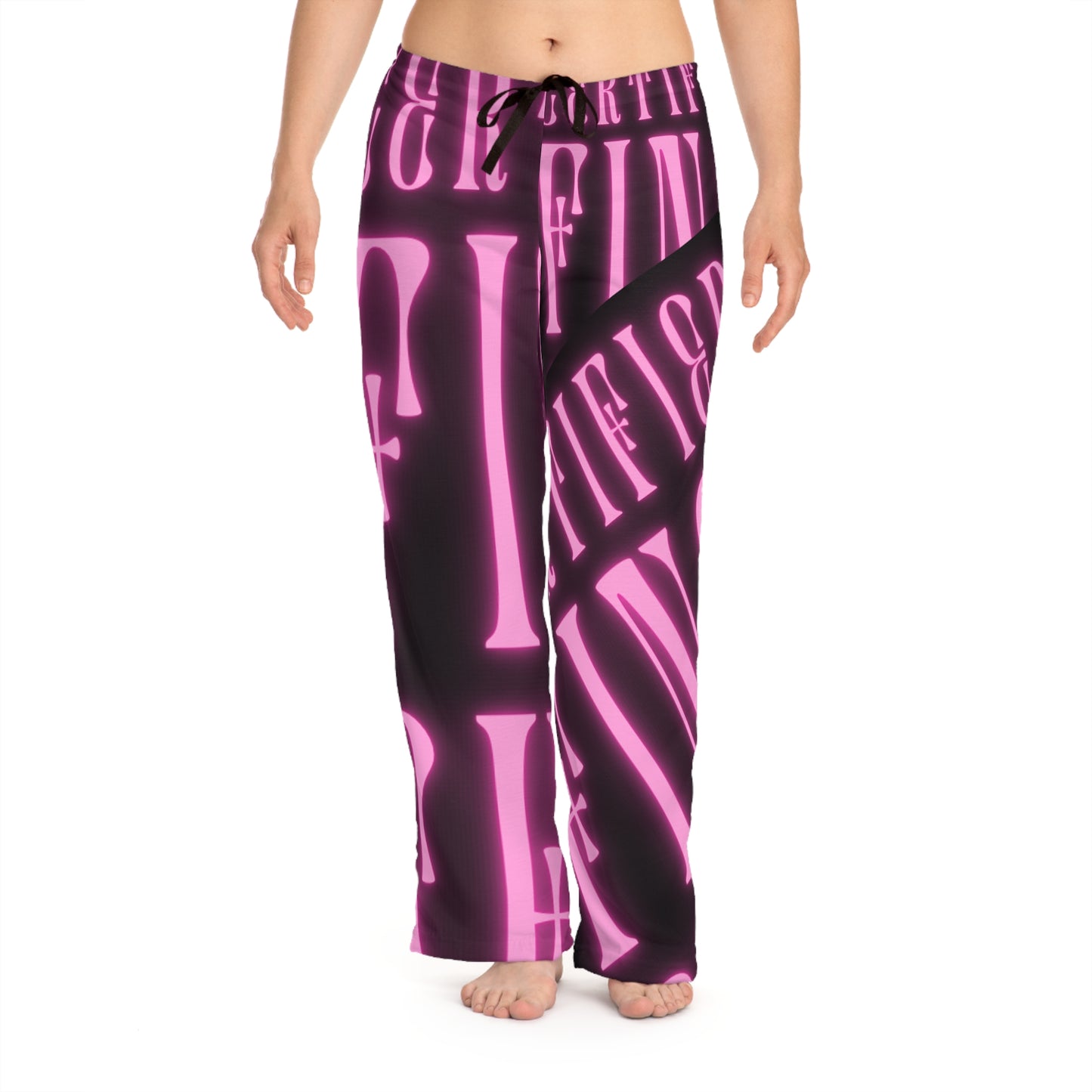 Trendy Women's Pajama Pants with Bold Pink Graphic