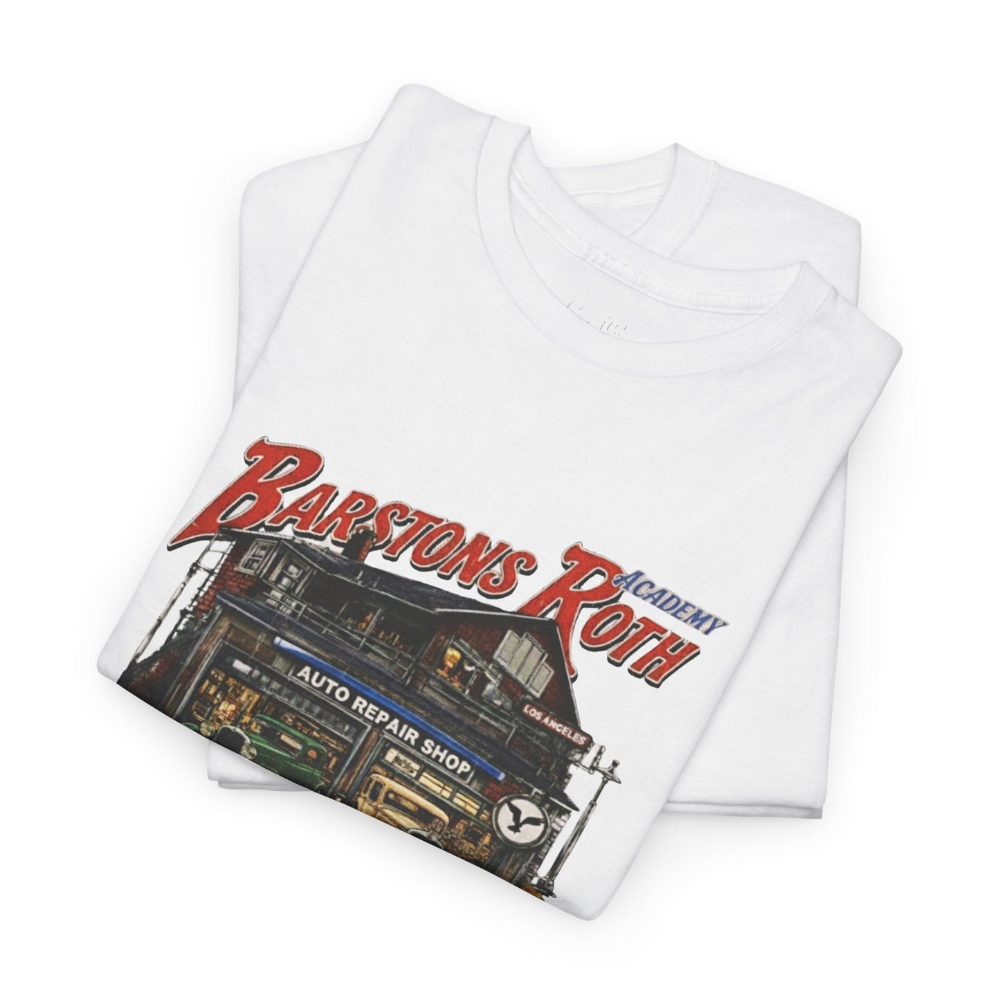 Barstons Roth Academy Vintage Auto Garage Tee SCAN-ENABLED