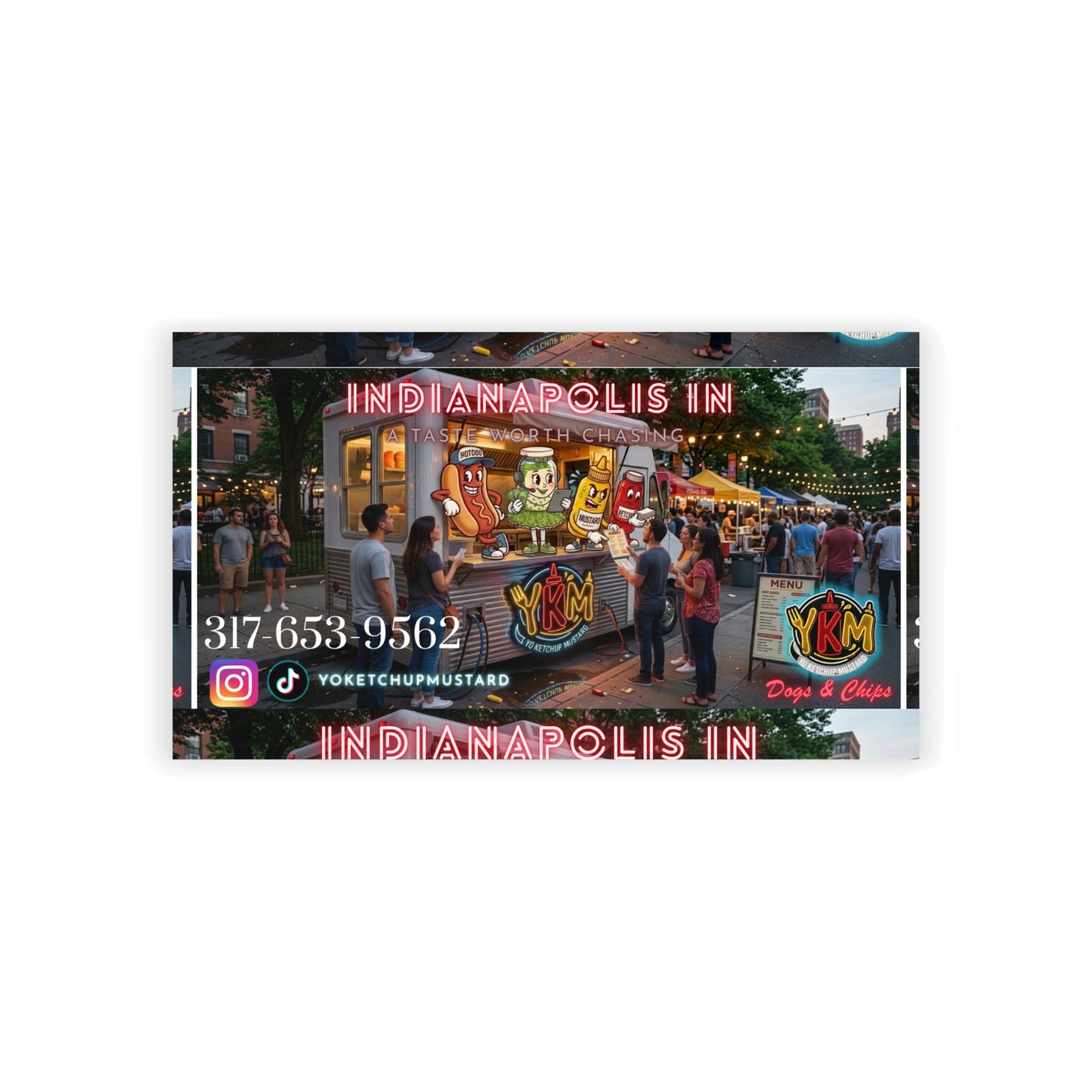 Indianapolis Food Truck Business Cards — Colorful Street Vendor Promo Cards with Contact & Socials