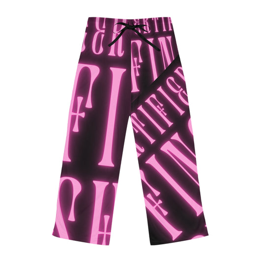 Trendy Women's Pajama Pants with Bold Pink Graphic