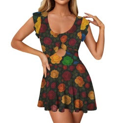 LA Rosa Couture Dress-Luxury rose bloom cocktail swimsuit dress