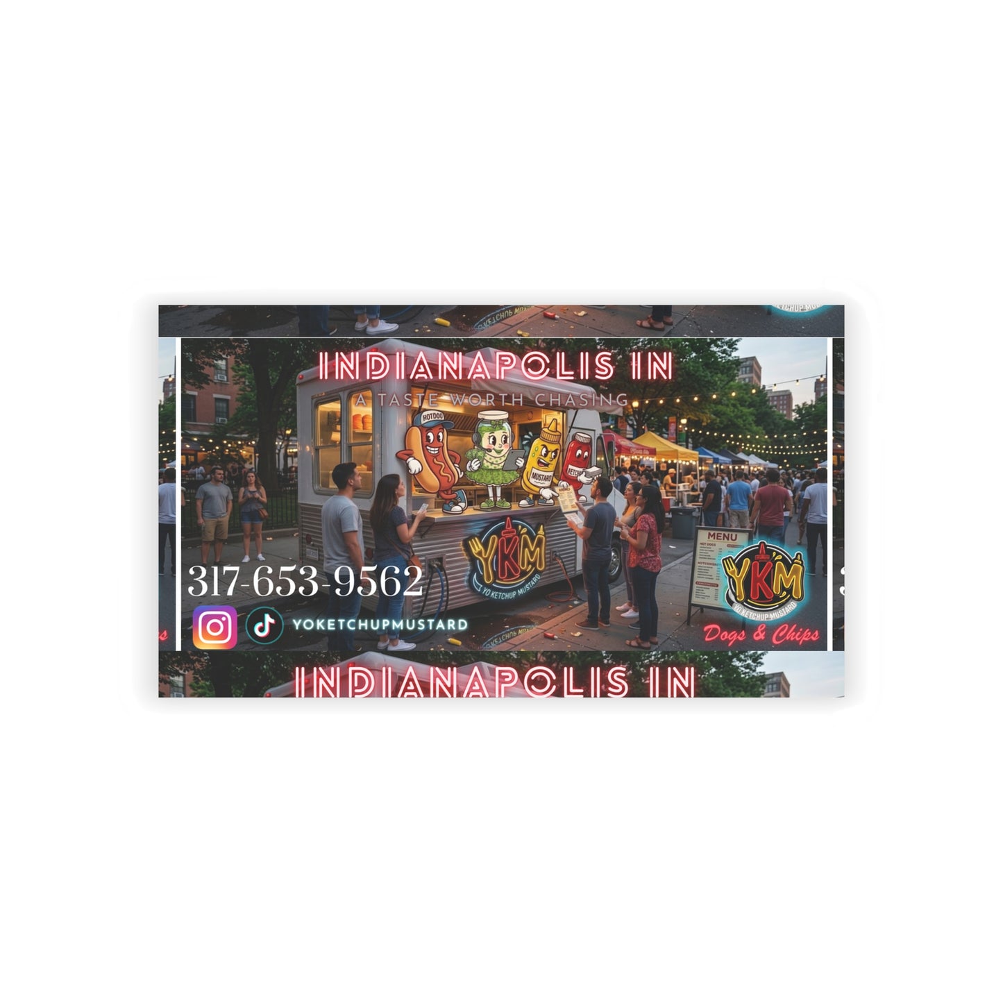 Indianapolis Food Truck Business Cards — Colorful Street Vendor Promo Cards with Contact & Socials