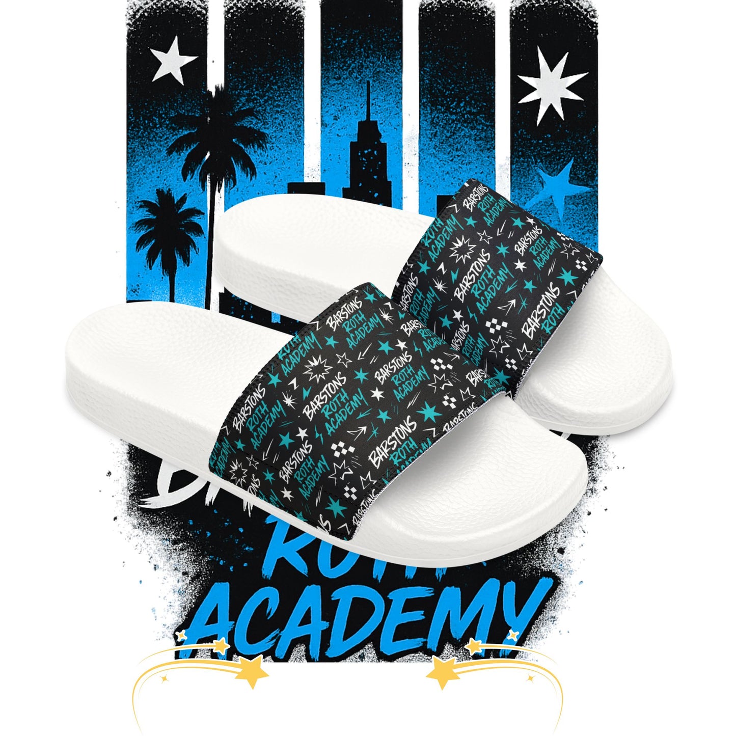 Barstons Roth Academy Men's Slide Sandals — Holiday 'Seasons Greetings' Patterned Removable-Strap Slides