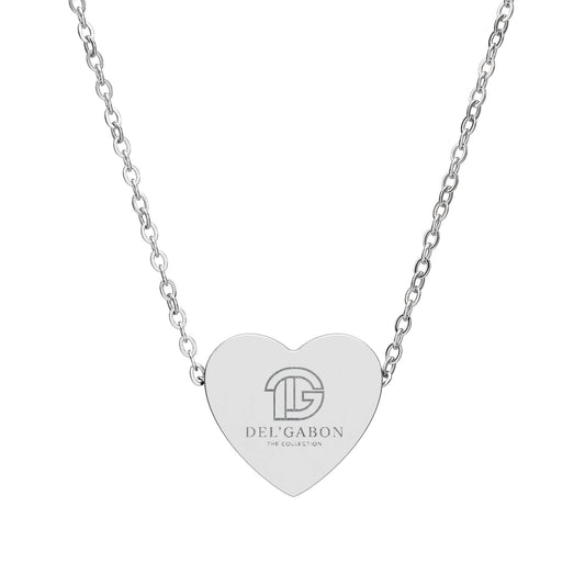Del’Gabon Engravable Heart Necklace - Personalized Initials Sterling Pendant