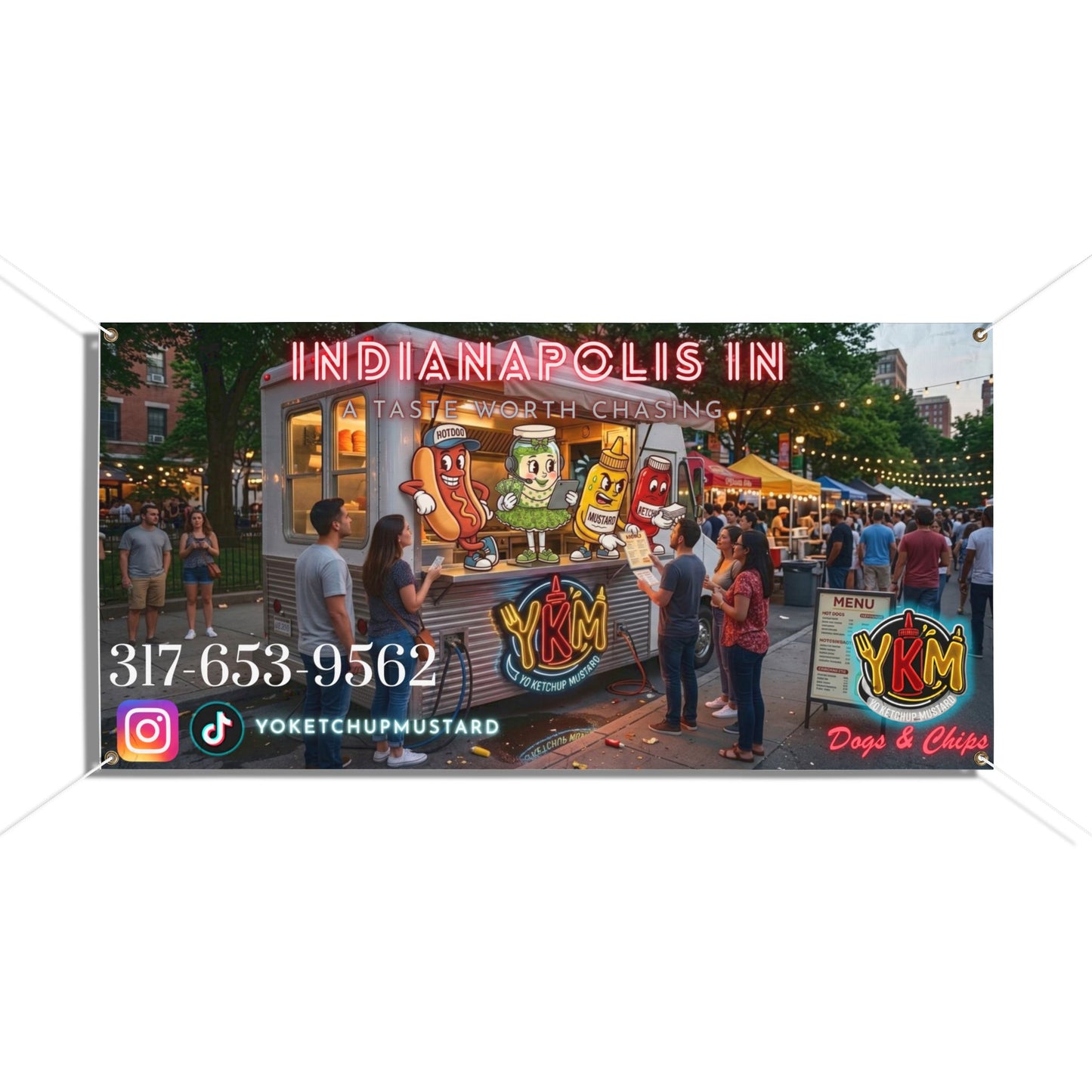 Vinyl Banner — yo ketchup mustard Festival Banner (Indianapolis) with Logo, Contact & Social Handles