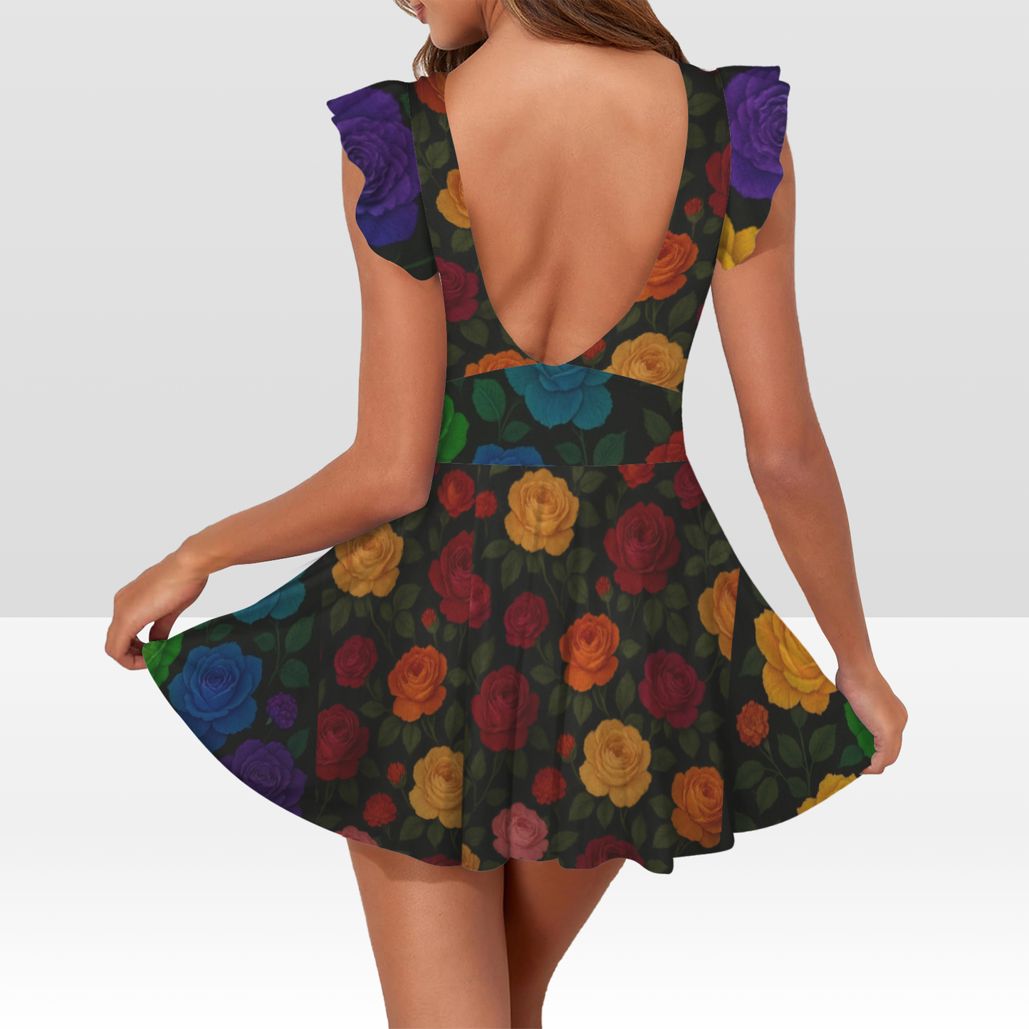 LA Rosa Couture Dress-Luxury rose bloom cocktail swimsuit dress